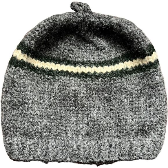 J. Crew Men’s Vintage Wool Gray Stripe Winter Beanie Hat. OS. One Size. - Picture 2 of 7